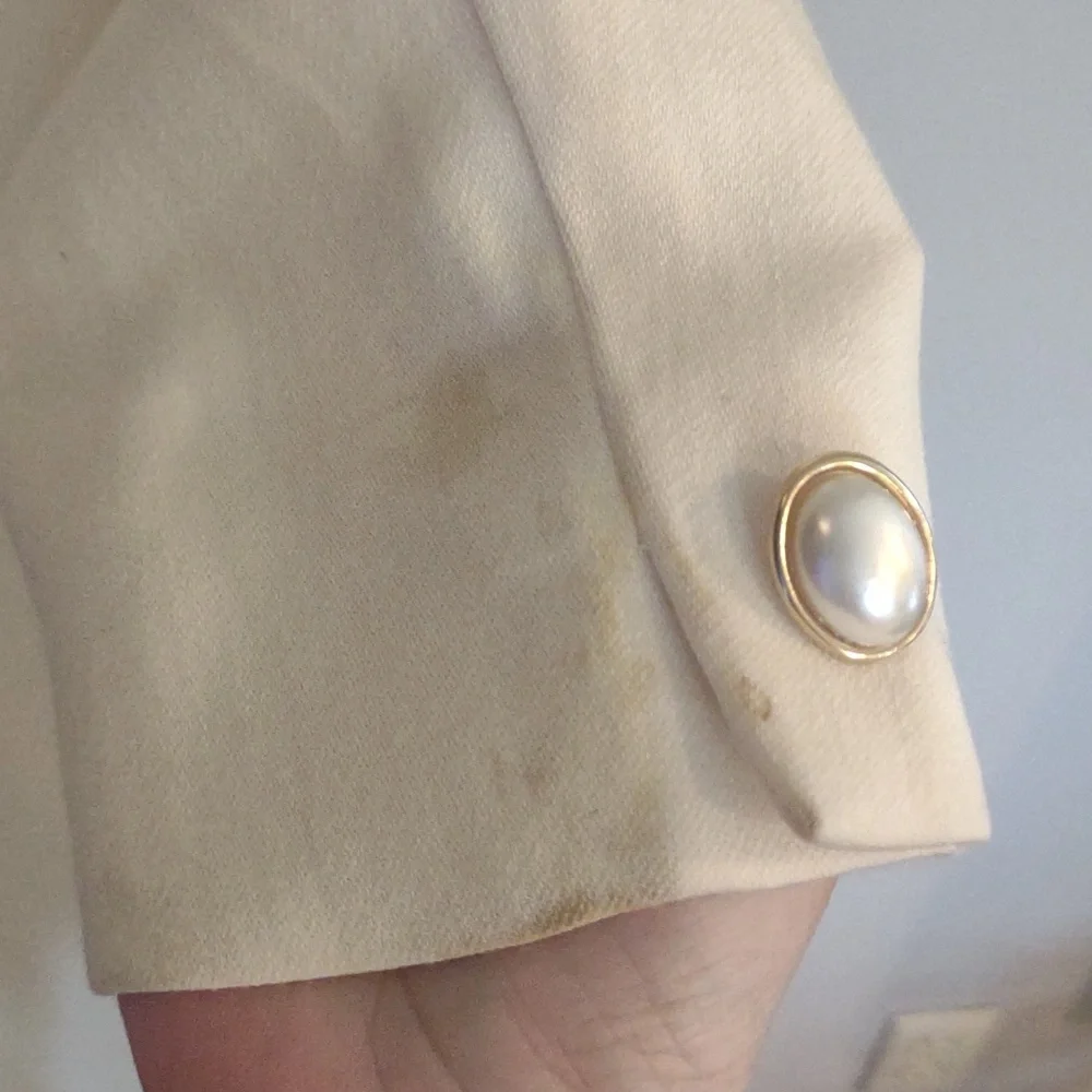 Christian Dior Womens 12 Cream Blazer with‎ Mandarin Neckline